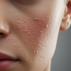 Fototapeta premium close up of a face with acne and oily skin problems