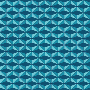 3D Blue Origami Geometric Pattern - Seamless Diamond Vector