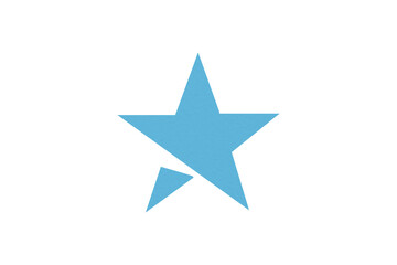 Obraz premium A light blue star is situated on a transparent background.