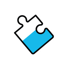 Obraz premium A single puzzle piece with a blue section against a white background.