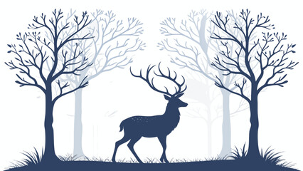 Majestic deer standing in forest with bare trees
