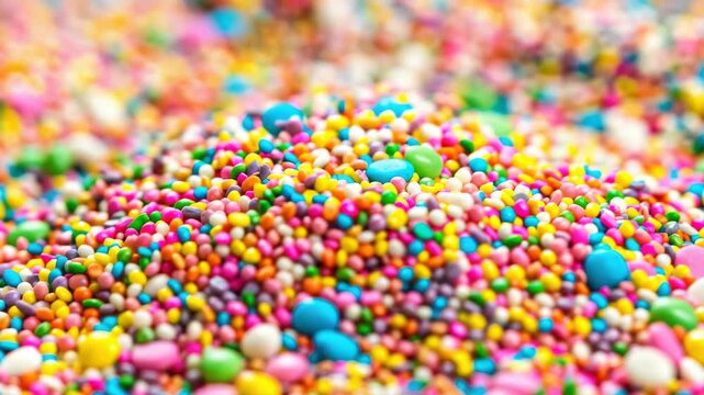 A close-up of colorful candy sprinkles. Perfect for food and sweet treats.