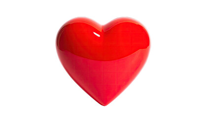Fototapeta premium A glossy, red heart floats against a stark black background, symbolizing love and affection