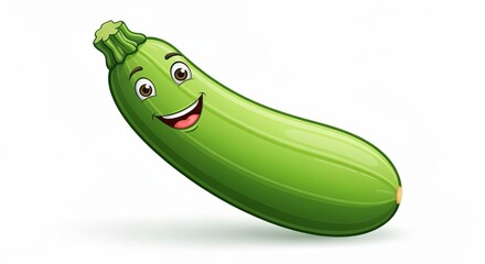 Naklejka premium Cheerful Zucchini Mascot Character, Cartoon Style Fresh Vegetable Illustration for Healthy Cooking