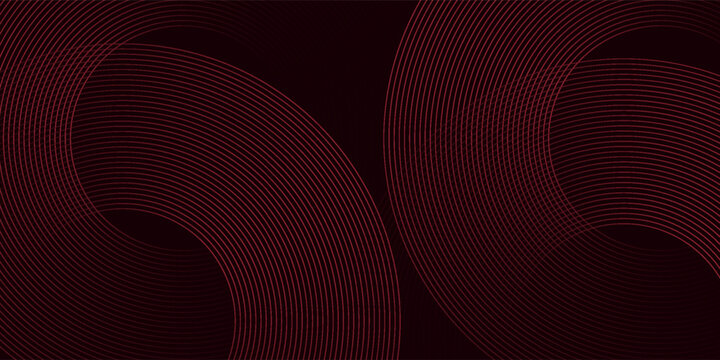 Abstract red glowing geometric lines on dark purple background. Modern shiny red circle lines pattern. Futuristic technology concept.