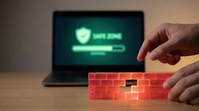 Ai cybersecurity risk controls firewall gap data protection cyber attack network security digital protection control concept safe zone caution