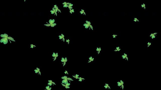 falling shamrock leaf on transparent background, alpha channel