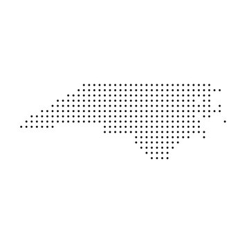 North Carolina, state of United States, USA. Black dot silhouette map for infographic, graphs, business reports or technology design. Vector illustration on white background