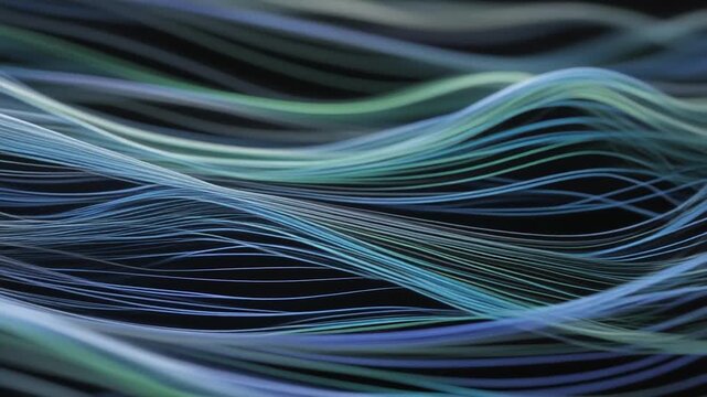 Thin holographic lines glowing silk threads soft glow edges ultra crisp cinematic surreal ethereal ambience cascading softly glowing futuristic abstract unique style