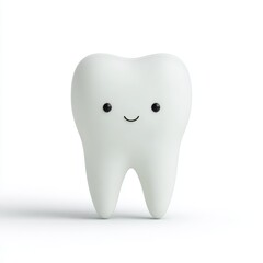 Charming tooth character beams with joy in a bright, minimal setting, spreading happiness and dental care awareness. World Oral Health Day