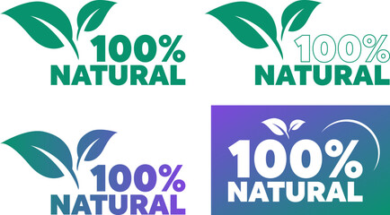 Obraz premium Set of green and eco style percent natural labels with leaf icons for various uses