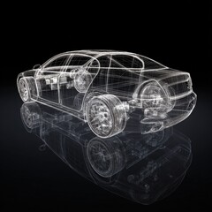 Naklejka premium Futuristic wireframe car design on black background