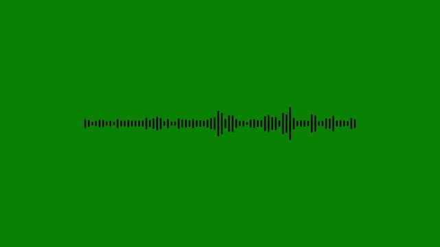 Sleek black audio waveform motion background, minimalist sound wave animation on green background for voice recording, podcast, music apps, seamless loop of digital frequency audio visualizer.