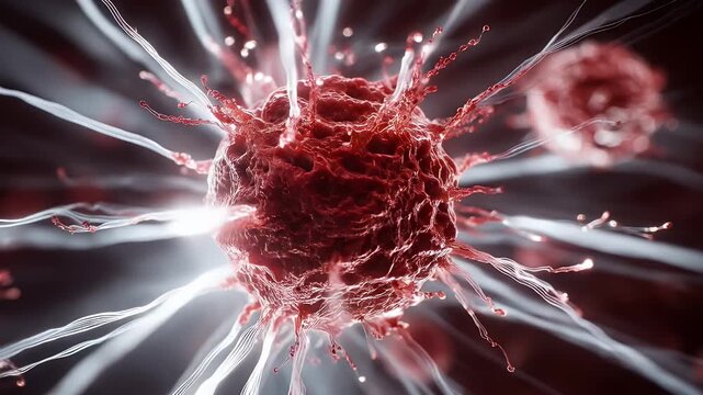 Microscopic view of cancer cells spreading in body