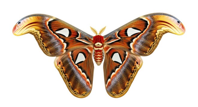Hyalophora Cecropia Moth with Large Brown Wings and Red Body.