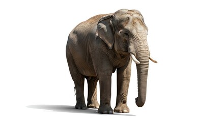 Fototapeta premium A majestic elephant standing alone on a white background.