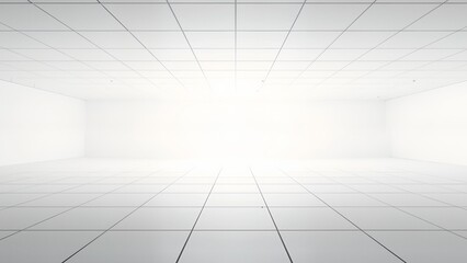 Empty white room with grid pattern
