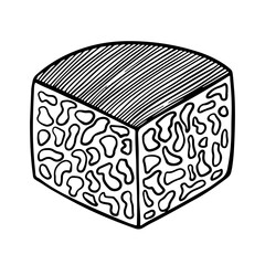 Maasdam cheese slice hand drawn vector sketch