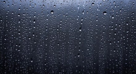 Raindrops on dark water surface texture background with reflection and motion blur