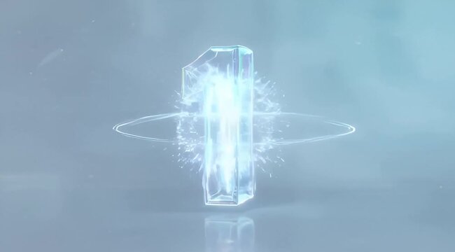 A cool and futuristic glowing number one symbol with a circular light effect, signifying the first place or victory in a competition