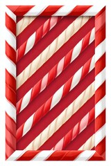 Obraz premium Candy cane striped frame in red and white diagonals, decorative holiday border artwork