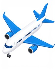 Blue and white passenger aircraft, isolated on white