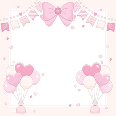 pink heart balloon party frame 1
