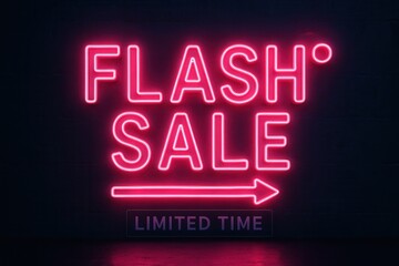 Fototapeta premium Neon sign with FLASH SALE and LIMITED TIME offer, vibrant and attractive style, eye-catching retail promotion deal.