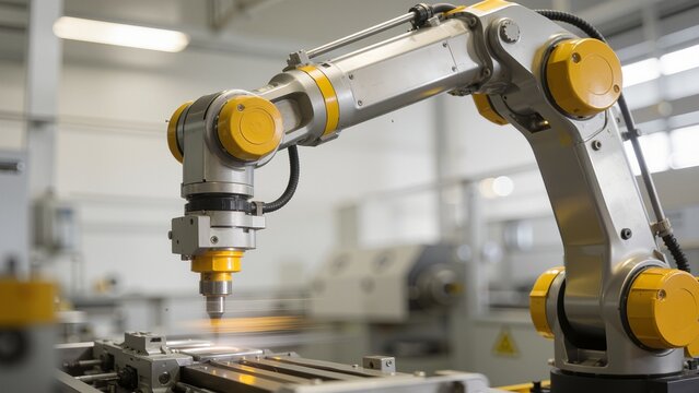 Industrial robotic arm in operation