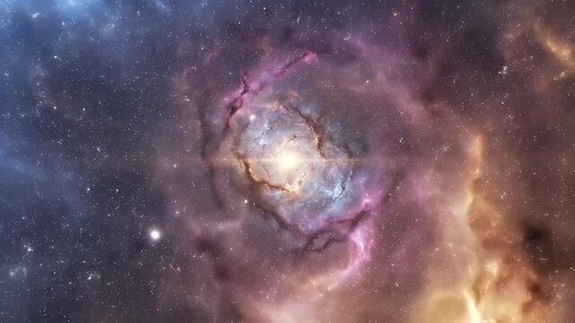 Vibrant Cosmic Nebula with Swirling Gas and Starfield, a Luminous Interstellar Cloud in Deep Space