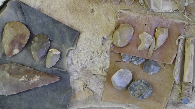 Stone Age tools, such as stone tools, hand axes, wedge knives