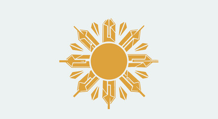 gold sun symbol with crystal rays