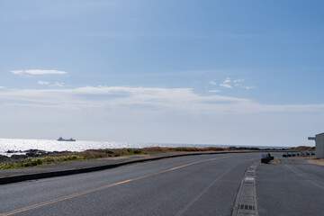 海沿い ドライブ 海岸 晴れ 青空 千葉 ドローン
