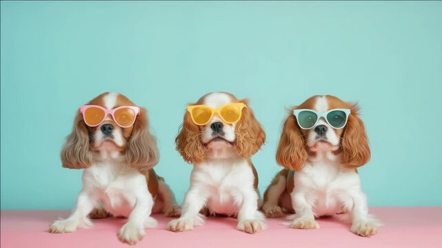 A of three adorable puppies posing together in a bright setting.