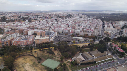 Naklejka premium Aerial Drone View of Huelva Cityscape, Spain