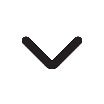 Minimal Chevron Down Icon, Rounded Outline Dropdown Navigation Symbol for App and Web UI