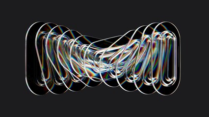 Abstract Neon Light Ribbons: Colorful Spiral Orbits in a Dark Background – Futuristic Digital Art © Tanvir somon