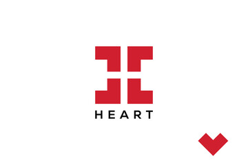 Obraz premium Geometric Letter H Heart Logo Design for Health, Wellness, and Lifestyle Branding