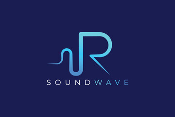 Letter R blue sound wave on dark blue background © Veclotus