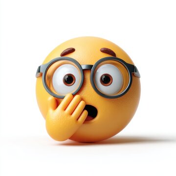 Surprised cartoon character with hand over mouth