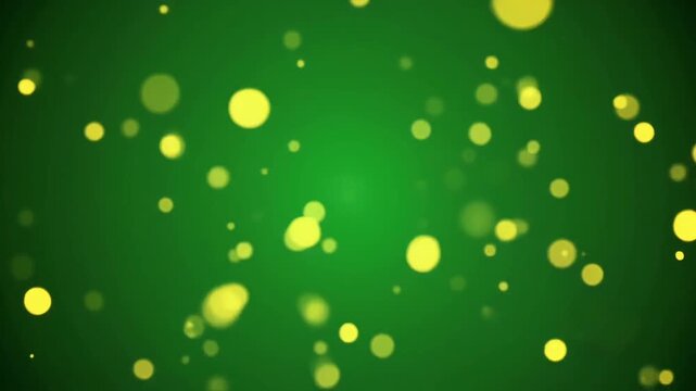 Vibrant green background with shimmering golden bokeh lights