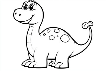 Fototapeta premium Charming Cartoon Dinosaur Doodle Illustration of a Friendly Sauropod for Kids Educational Use.