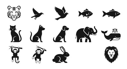 Black silhouettes of various wild animals 2. © firman