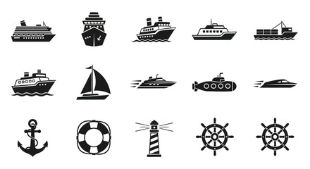 Collection of nautical ship icons. © firman