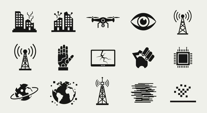 Collection of communication technology icons.