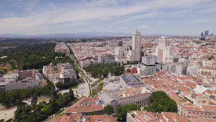 Fototapeta premium Aerial Panoramic View of Madrid Skyline, Spain