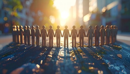 Miniature People Standing Together in Unity.