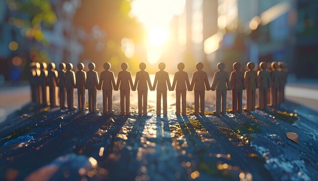 Miniature People Standing Together in Unity.
