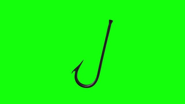 3D Fishing Hook animated on green screen background