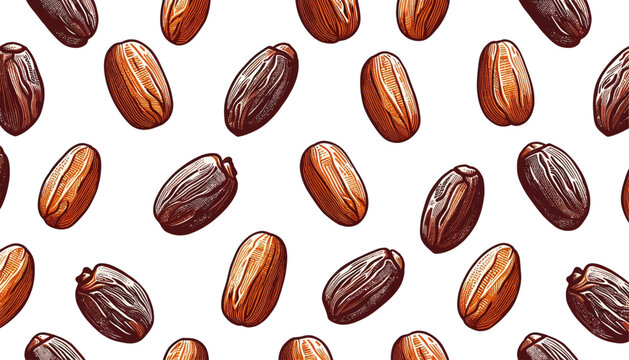 seamless dates khajoor vector pattern on a white background